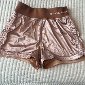 Pinko Brown Athletic Shorts with Metallic Sheen